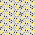 Abstract geometric flowers seamless in yellow, gray, black and white