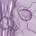 Abstract fluid art wall decor with purple ribbons