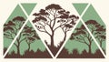 Abstract Geometric Forest Trees Vector Design in Triangular Pattern, vector design Generative AI Royalty Free Stock Photo