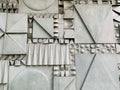 Abstract geometric forms made in concrete as a building generic decoration