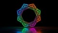 Abstract geometric framework with neon light reflection Royalty Free Stock Photo