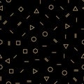 Abstract geometric gold and black memphis fashion design pattern