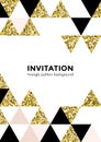 Abstract geometric gold pattern background for invitation card design template of square and triangle modern trendy golden element Royalty Free Stock Photo