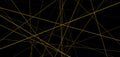 Abstract geometric gold pattern with chaotic straight lines on black background. Random modern asymmetric linear design backdrop. Royalty Free Stock Photo