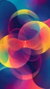 Abstract geometric gradient circles with overlapping rainbow gradients for a modern minimalist composition. Geometric abstract art