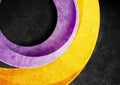 Abstract geometric grunge backgroud with yellow and violet circles Royalty Free Stock Photo