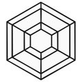 Abstract geometric hexagon shape creating a 3D cube optical illusion line art vector Royalty Free Stock Photo