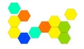 Abstract geometric hexagons colourful shapes isolated white background for graphic design, science and medicine concept,