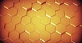 Abstract geometric honey gold hexagone background. 3D rendering. 3D illustration