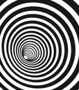 Abstract geometric hypnotic spiral. Black wormhole tunnel optical illusion.