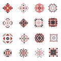 Abstract geometric icon set. Vector ornamental arabic style symbols. Design square collection