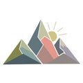 Abstract geometric illustration featuring stylized mountains in Royalty Free Stock Photo