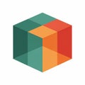 Abstract 3D Cube Geometric Pattern in Teal, Orange, and Red on White Background Royalty Free Stock Photo