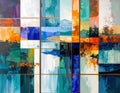Abstract Geometric Landscape Collage Painting Royalty Free Stock Photo