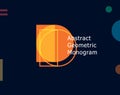 Abstract geometric letter D graphic concept. Color unusual shape for logo and monogram design template. Bauhaus or
