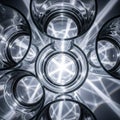 Abstract Geometric Light Patterns Through Empty Glassware Royalty Free Stock Photo