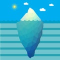 Abstract Geometric Low Poly Iceberg on Water Background. Underwater View