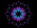 Abstract Geometric Mandala Shape With Neon Blue And Pink Lights On Black Background Royalty Free Stock Photo