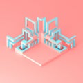 Abstract geometric modern podium with developing tube structures 3D illustration