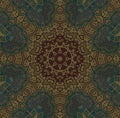 Seamless centered star pattern golden and dark green