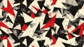 Abstract geometric mosaic with red, black, and white triangles in contemporary design AIG62
