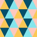 Abstract geometric mosaic triangle seamless pattern. Colorful tile vector retro background illustration in orange, pink Royalty Free Stock Photo