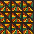 Abstract geometric mosaic vector seamless pattern with colorful triangles in black, red, yellow, green color. Background design Royalty Free Stock Photo