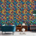 1465 Abstract Geometric Mosaic: A visually captivating background featuring an abstract geometric mosaic with intricate shapes a