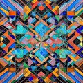 1465 Abstract Geometric Mosaic: A visually captivating background featuring an abstract geometric mosaic with intricate shapes a