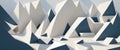 abstract geometric mountain landscape with sharp angular white and gray peaks, three dimensional polygonal terrain with faceted Royalty Free Stock Photo