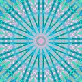 Regular round concentric star ornament turquoise mint pink purple centered