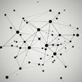 Abstract geometric network. Black dots connected by thin lines form a complex, three-