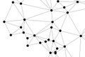 Abstract geometric network with black dots and lines creating a complex, interconnected pattern on white Royalty Free Stock Photo