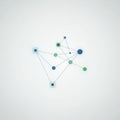 Network with blue and green nodes connected by thin lines on a light Royalty Free Stock Photo