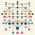 Abstract geometric network with colorful dots and lines