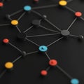 Abstract geometric network with colorful nodes and interconnecting lines