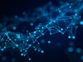 Abstract geometric network connection structure, blue technology background and data transfer Royalty Free Stock Photo