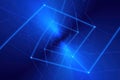 Abstract geometric network of glowing blue lines and points creating a digital data flow Royalty Free Stock Photo