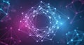 Abstract geometric network of glowing nodes and lines, blue and purple gradient Royalty Free Stock Photo