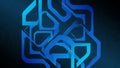 Abstract geometric network of interconnected blue lines and shapes on a dark gradient background Royalty Free Stock Photo