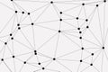 Abstract geometric network pattern with connected black dots and thin lines on light grey background Royalty Free Stock Photo