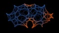 Abstract Geometric Network Structure in Blue and Orange Against a Black Background Royalty Free Stock Photo