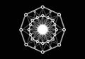 Abstract geometric network structure with bright center on black background Royalty Free Stock Photo