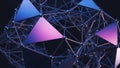 Abstract Geometric Network Structure with Pink and Blue Triangles connection Royalty Free Stock Photo