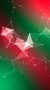 Abstract geometric network structure on red and green gradient background Royalty Free Stock Photo