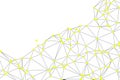 Abstract geometric network with yellow nodes and grey lines on white background Royalty Free Stock Photo
