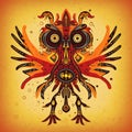 Abstract Geometric Owl Illustration with Red Orange and Yellow Royalty Free Stock Photo