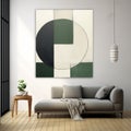 Modern Abstract Art: Overlapping Shapes In Dark Green, Grey, And White Royalty Free Stock Photo