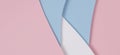 Abstract geometric pastel colors paper texture banner background with light blue, pink and white color shapes and curved Royalty Free Stock Photo