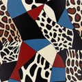 Abstract Geometric Pattern with Animal Print and Bold Colors in Modern Design Royalty Free Stock Photo